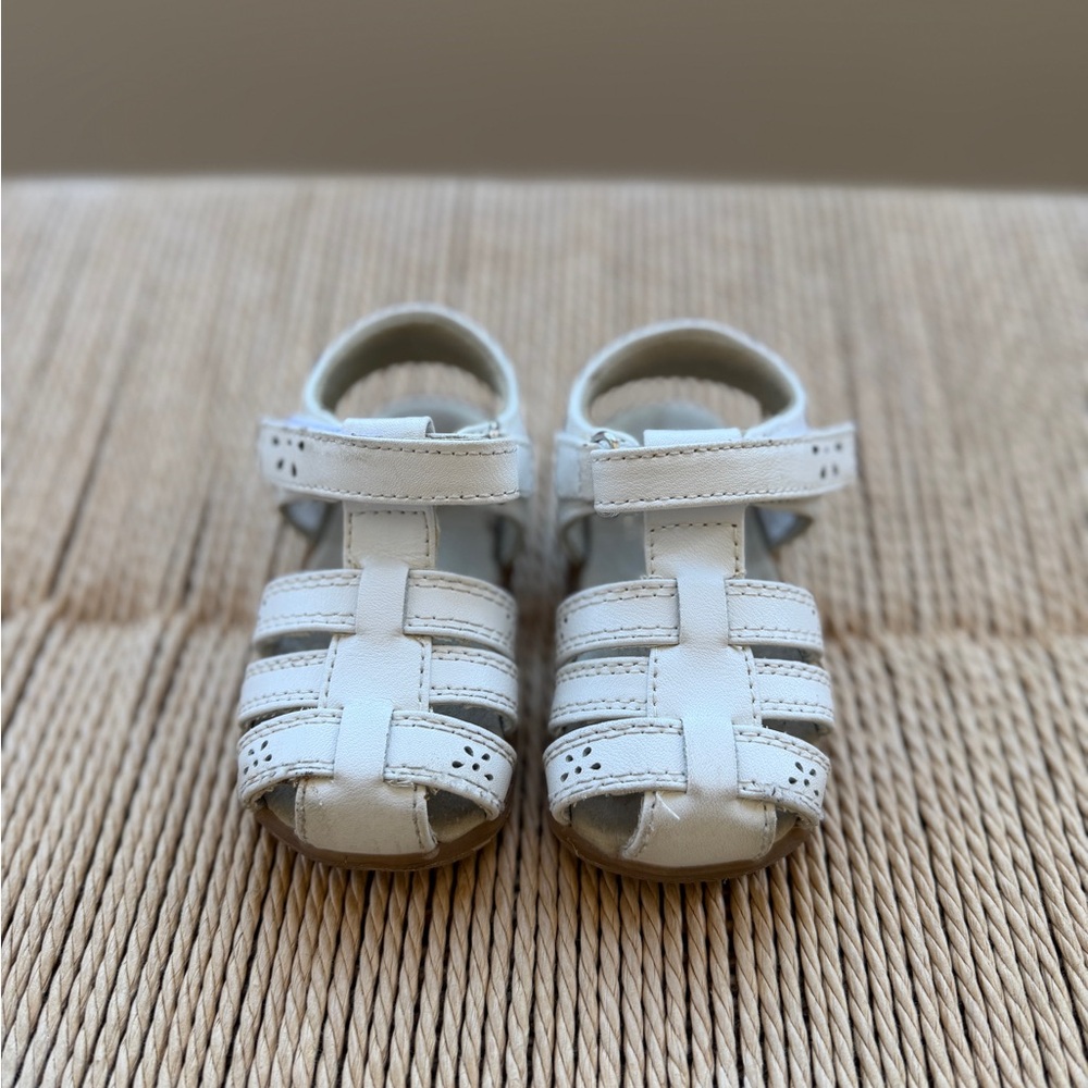 See Kai Run White Leather Toddler Fisherman Sandals
